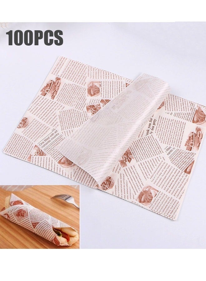 ZVEV 100 PCS Sandwich Wrapper Waxed Baking Paper Disposable Greaseproof Greaseproof Paper Square Food Wrap Waxed Paper Food Tray Liner for Burger Cake Bread - Image 1