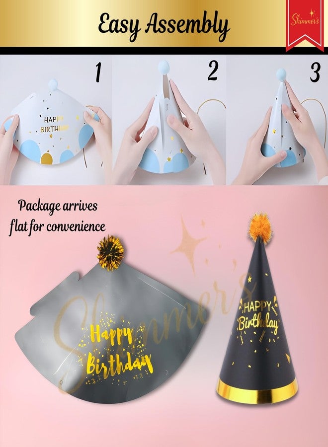 Shimmers Birthday Celebration Set of 12, Multicolor Cone Hats with Party Blowouts for Kids Adults, Fun Photo Booth Props Return Gift Accessories - Image 4