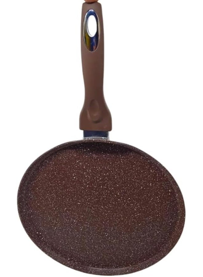 مقلاة كريب جرانيت – 32 سم غير لاصقة ومقاومة للخدش من الألومنيوم المصبوب مع طلاء كوانتيوم (بني) - Image 2
