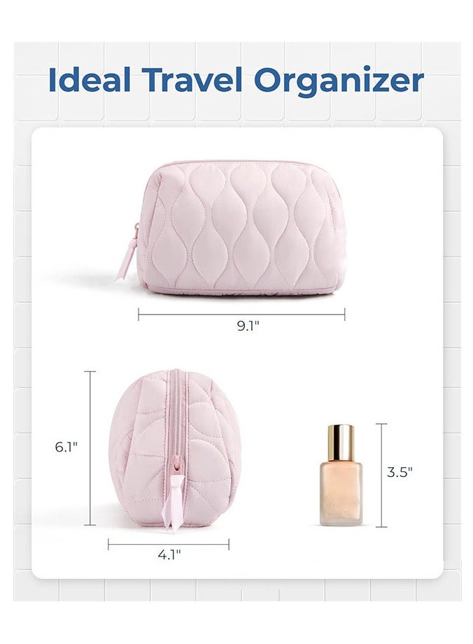 Puffy Padded Makeup Bag for Women - Travel Cosmetic Organizer Case with Wide-Open Design, Spacious Capacity, and Easy-Clean Pockets, Perfect for Toiletries, Brushes, and Travel Essentials - Image 3