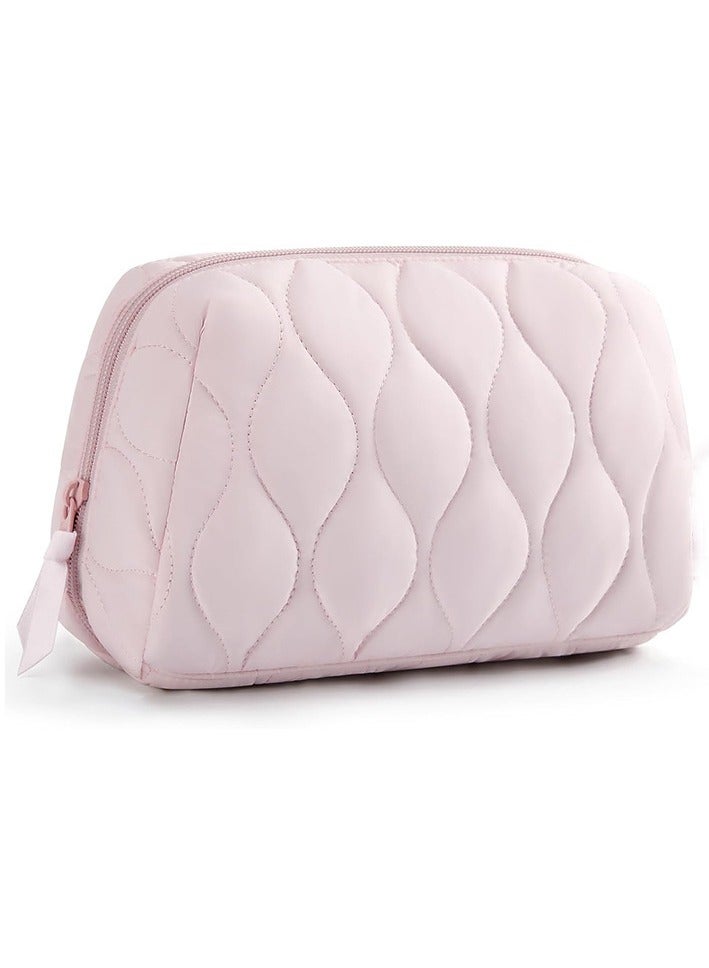 Puffy Padded Makeup Bag for Women - Travel Cosmetic Organizer Case with Wide-Open Design, Spacious Capacity, and Easy-Clean Pockets, Perfect for Toiletries, Brushes, and Travel Essentials - Image 1