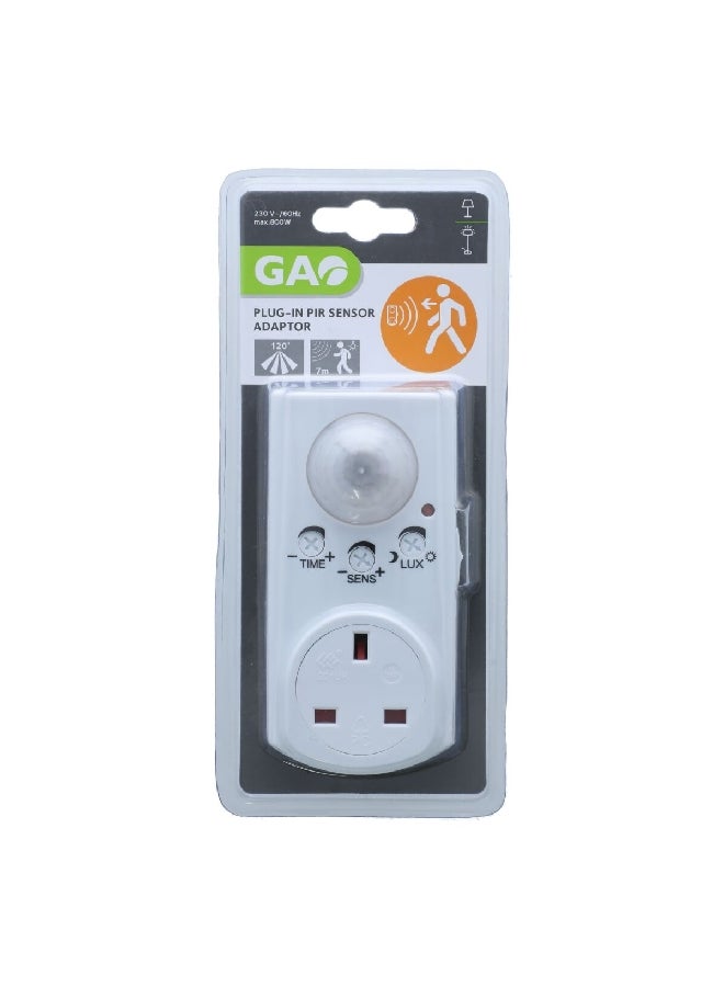 800W 230V Plug-In PIR Sensor Adaptor Smart Plug White 5.8 x 8.9 x 12.7 cm EMP600PIR-UK
