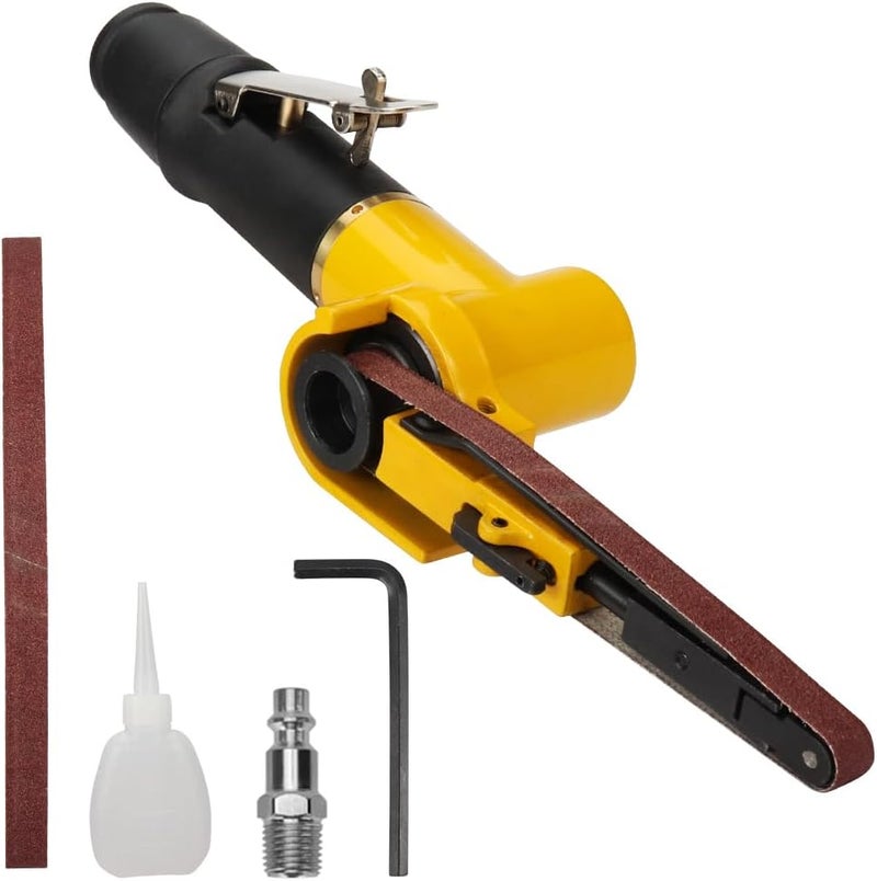 SI FANG 3/8''x 13'' Mini Air Belt Sander with 2 Sanding Belts (10mmx330mm) Pneumatic Tool Grinder Belt Sanders for Metal Working, Weld Removal, Blending, Contour Sanding, Finishing - Image 1