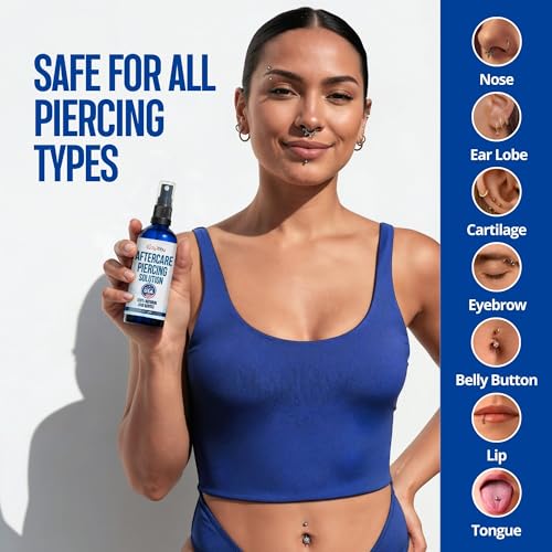 BodyJ4You Piercing Aftercare Spray - Saline Solution for Piercings Wound Wash Sterile Saline - Keloid Bump Removal Ear Nose Septum Belly Button Cartilage - Sea Salt Earring Cleaner 2 Fl Oz (Pack of 2) - Image 5