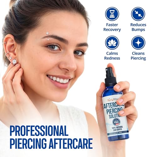 BodyJ4You Piercing Aftercare Spray - Saline Solution for Piercings Wound Wash Sterile Saline - Keloid Bump Removal Ear Nose Septum Belly Button Cartilage - Sea Salt Earring Cleaner 2 Fl Oz (Pack of 2) - Image 2
