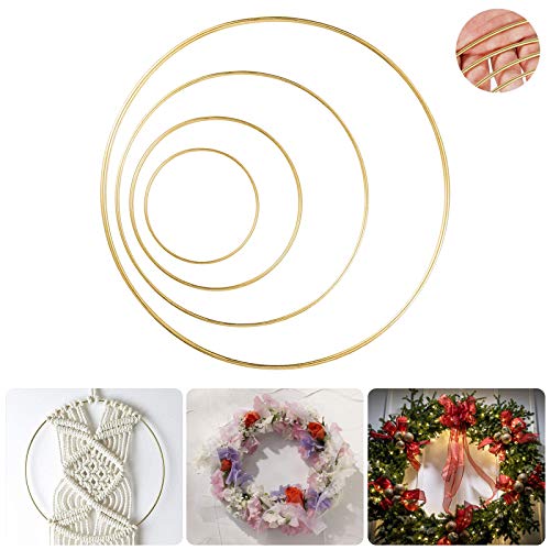 LULARINE 8 Pack Large Metal Floral Hoop Wreath Macrame Gold Hoop Rings(6 Inch8 Inch10 Inch 12 Inch) for Making Wedding Wreath Decor and DIY Dream Catcher Wall Hanging Crafts-Gold - Image 4