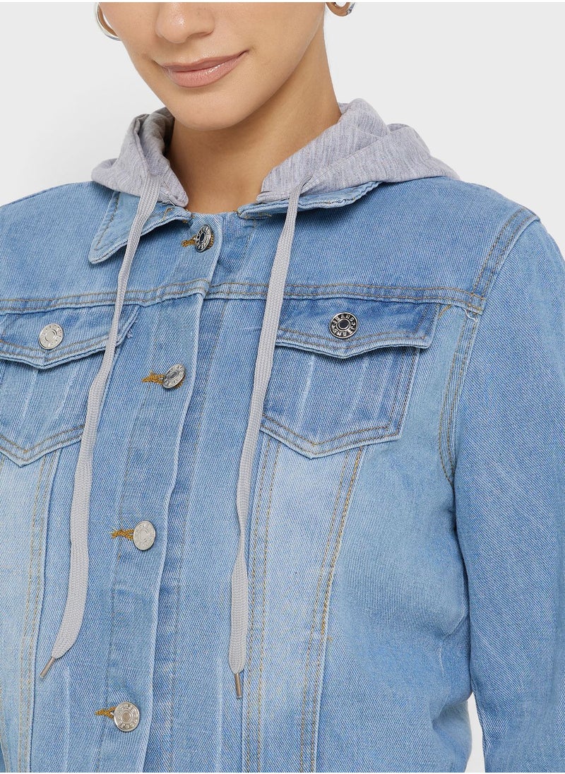 Ginger - Denim Jacket With Hood - Image 1