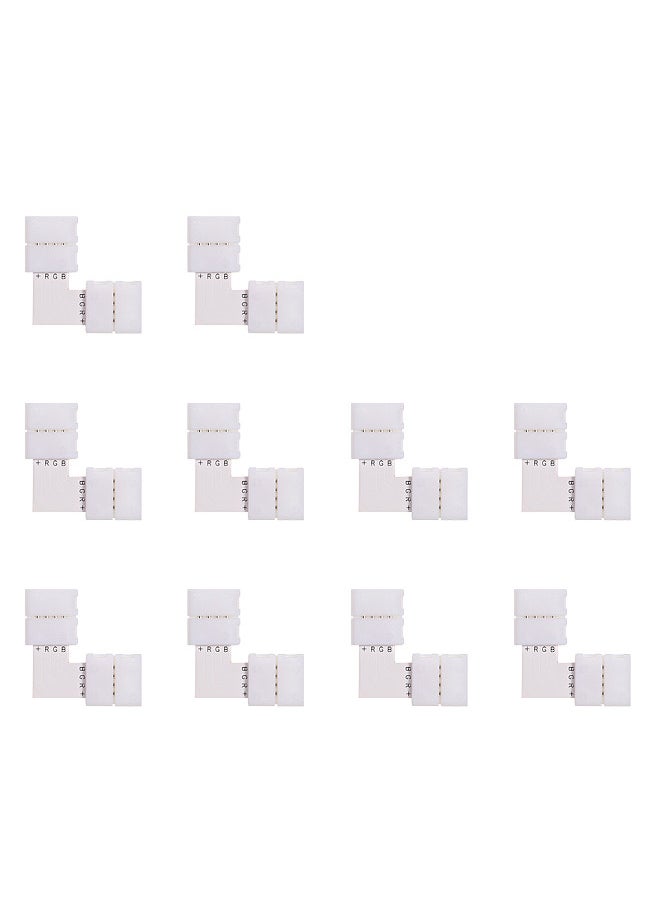 L Shape 4 Pins RGB LED Strip Connector Quick Splitter 10 Pack White