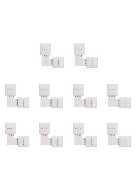 L Shape 4 Pins RGB LED Strip Connector Quick Splitter 10 Pack White