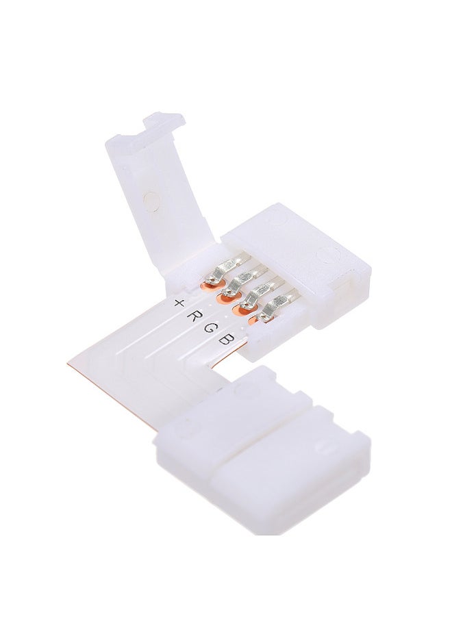 L Shape 4 Pins RGB LED Strip Connector Quick Splitter 10 Pack White