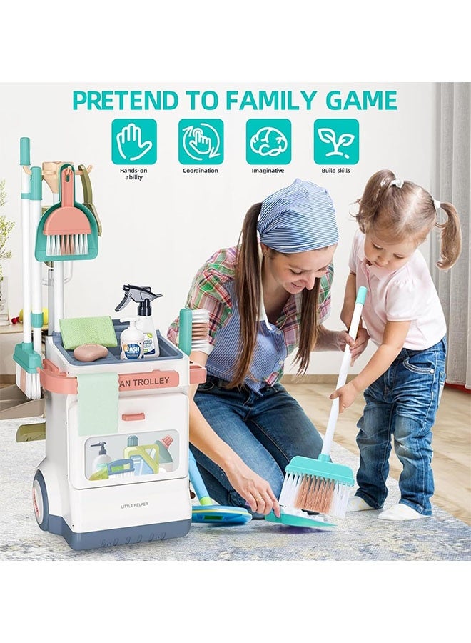 بيوينتي مجموعة تنظيف الأطفال للأطفال الصغار, 20 جهاز كمبيوتر شخصي للأطفال تنظيف لعبة تتظاهر باللعب للأولاد والبنات عمر 3 -8, يتضمن مكنسة الكهرباء العمل الحقيقية, مسحة الطفل, زجاجة الرش, لعبة نظيفة مجموعة هدية - Image 3