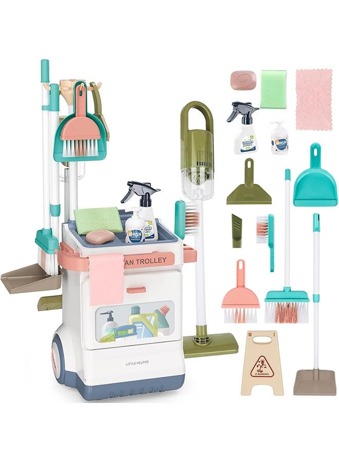 بيوينتي مجموعة تنظيف الأطفال للأطفال الصغار, 20 جهاز كمبيوتر شخصي للأطفال تنظيف لعبة تتظاهر باللعب للأولاد والبنات عمر 3 -8, يتضمن مكنسة الكهرباء العمل الحقيقية, مسحة الطفل, زجاجة الرش, لعبة نظيفة مجموعة هدية - Image 1