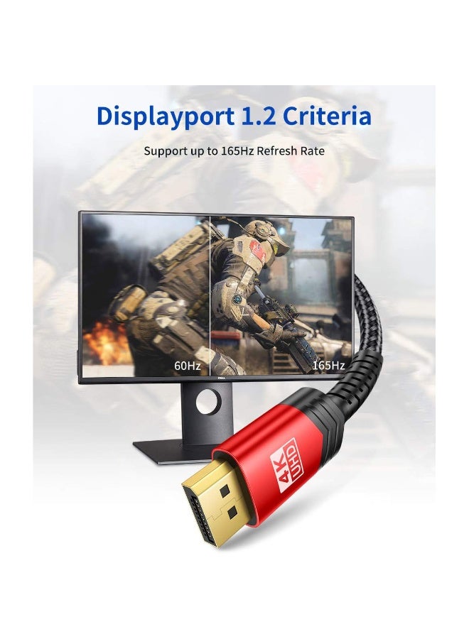 جيسوس كابل DisplayPort إلى DisplayPort بدقة 4K - 4K@60Hz، 2K@165Hz، كابل DP مضفر من النايلون لشاشات الألعاب وأجهزة الكمبيوتر وأجهزة التلفزيون عالية الدقة (3M) - Image 2