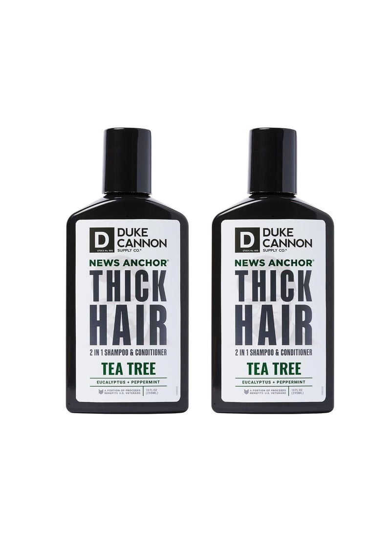 Duke Cannon Supply Co. Duke Cannon News Anchor 2in1 Hair Wash  Tea Tree Shampoo  Conditioner Strengthens Hair with Rice  Barley Protein Cooling Peppermint Scent 10 oz 2Pack 
