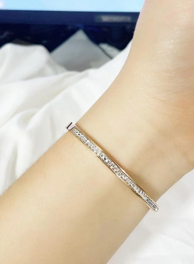 تايك تو Gold Bangle with Crystals