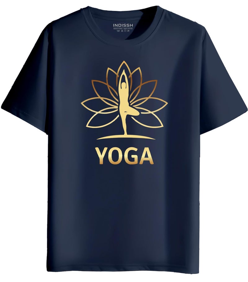 INDISSH Women's Regular Fit Half-Sleeves Themed Graphic Printed Tshirt | Regular Wear T-Shirt for Women's - WRN-YOGA4-NVY-2XL - Image 1
