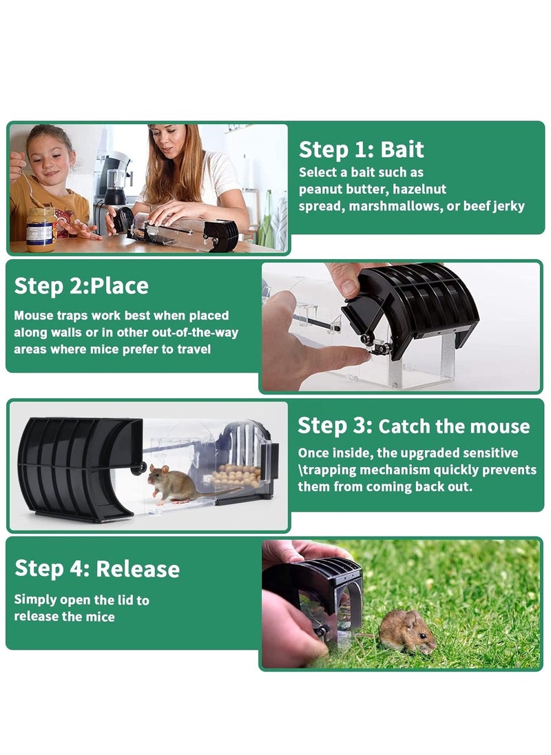 Gerenic - 4-Pack Mouse Traps, Mouse Traps for Indoors and Outdoors, Quick, Effective and Highly Sensitive Reusable Rodent Catchers - Image 1