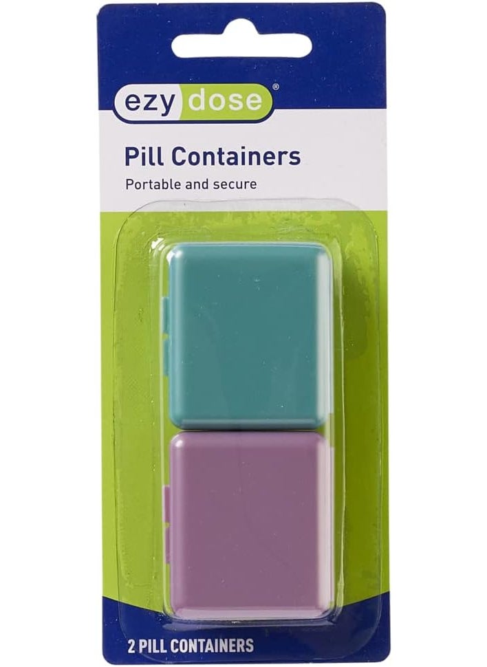 Ezy Dose EZY DOSE Daily Travel Pocket Pharmacy Pill Organizer, Vitamin Organizer, Medicine Container, Portable Pill Box, Colors May Vary, 2-Pack, BPA Free 