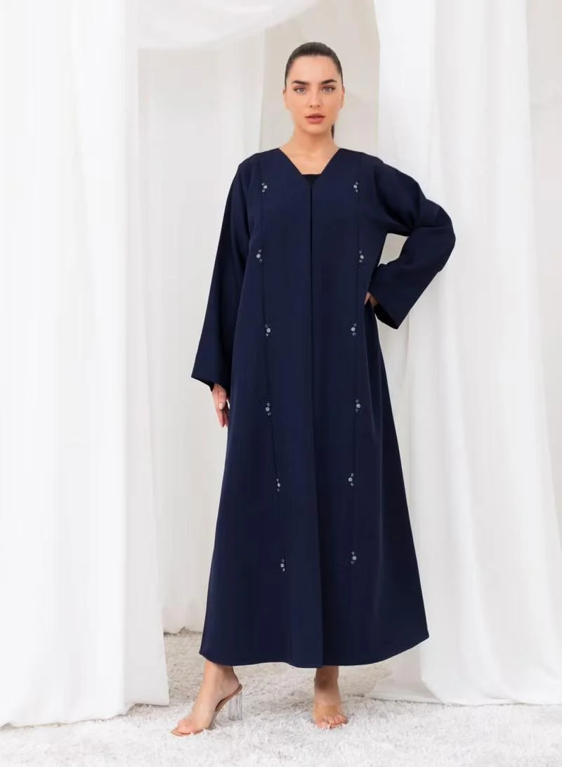 نيكياس عباية نيكاس كريب كحلي مطرزة