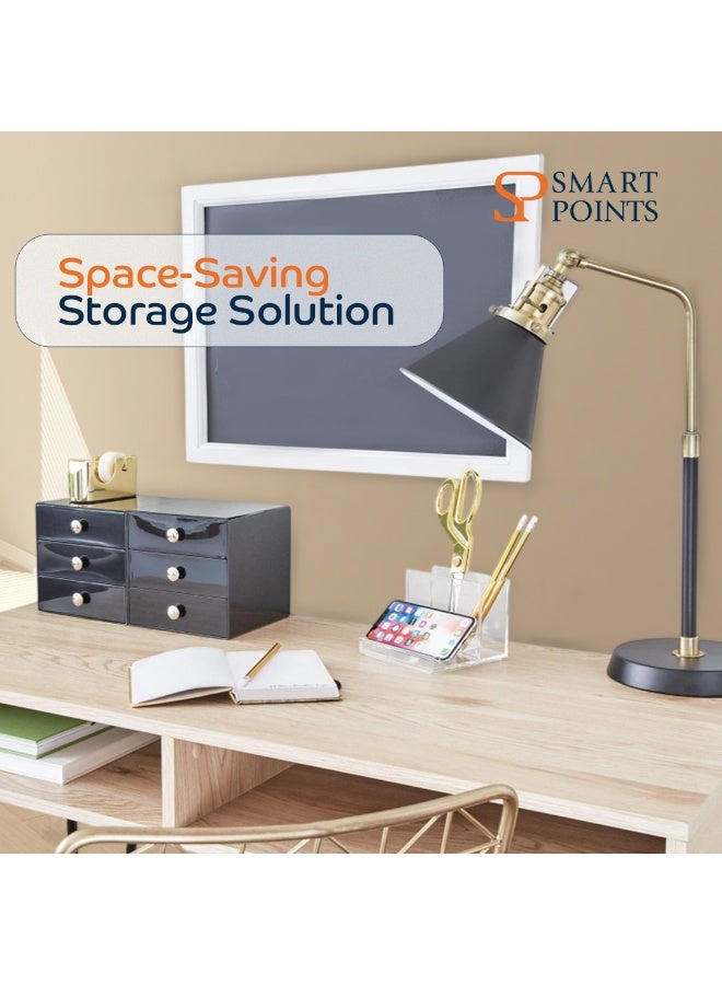 "سمارت بوينتس  " منظم أدراج أكريليك بثلاثة أدراج – صندوق تخزين مكياج أسود – خالٍ من BPA، قابل للتكديس للاستخدام على المكتب – ‎16.5 × 16.5 × 16.5 سم‎ - Image 4