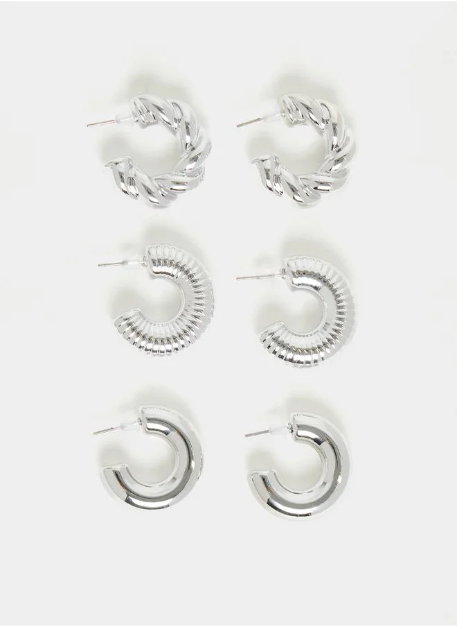 Styli Set of 3- Textured Hoop Earrings