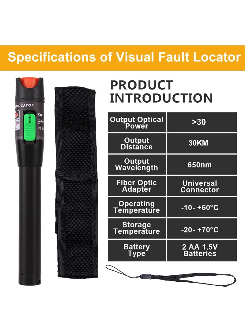 GESD Visual Fault Locator 30KM, VFL Fiber Optic Tester Kit Include Single Mode 9/125um FC Male to LC Female Adapter, Fiber Light Pen for Fiber Network Cable Test  - Image 2