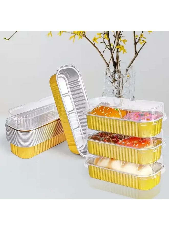 100pcs 50 Lids 50 Boxes Disposable Aluminum Foil Bread Pans 6 8oz Rectangular Baking Cups - Image 4