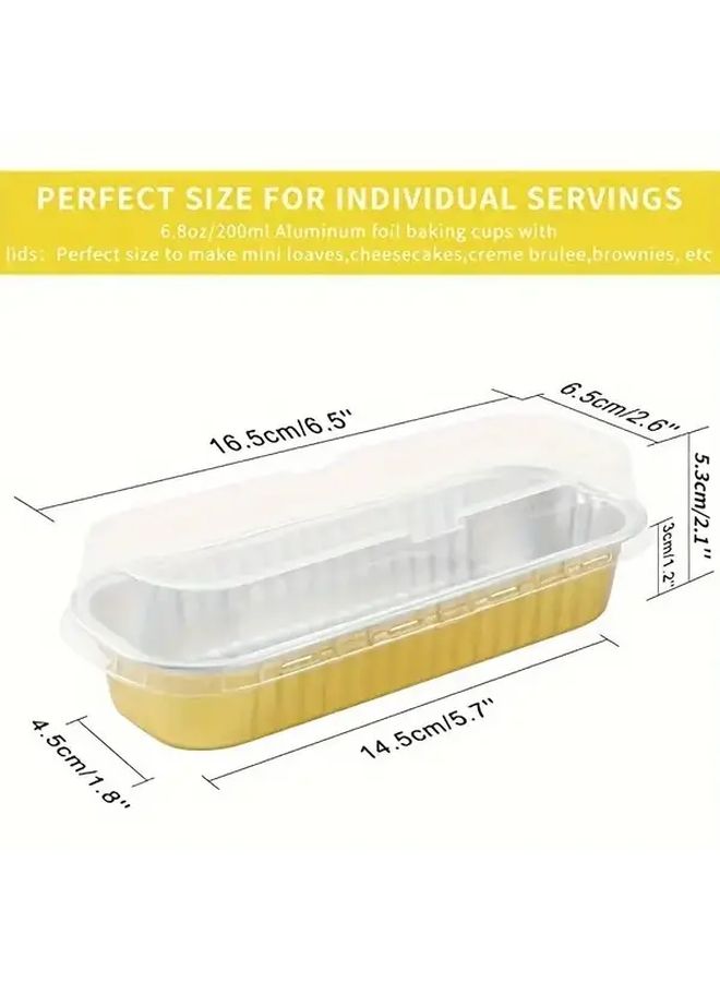 100pcs 50 Lids 50 Boxes Disposable Aluminum Foil Bread Pans 6 8oz Rectangular Baking Cups - Image 3