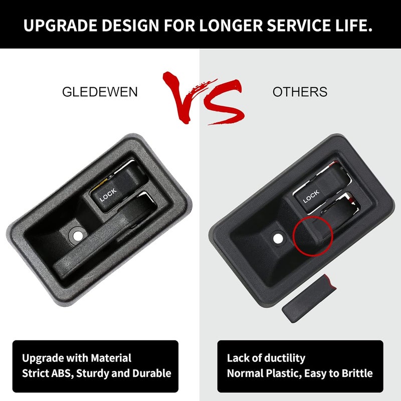 Gledewen Interior Door Handle Set, Compatible with Jeep Wrangler 1987-1996 YJ, 1997 1998 1999 2000 2001 2002 2003 2004 2005 2006 TJ, Inside Front Left Driver & Right Passenger Side | 79540, 79541 Inner Handle - Image 3