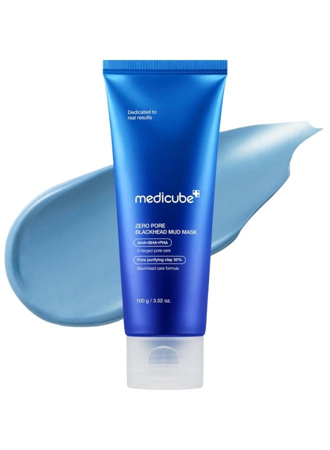 Zero Pore Blackhead Mud Facial Mask - Skin Cooling & Pore Tightening - 3 Minute Quick Dry Formula with AHA, BHA, PHA, and Pore-Purifying Clay - Korean Mud Mask 100g