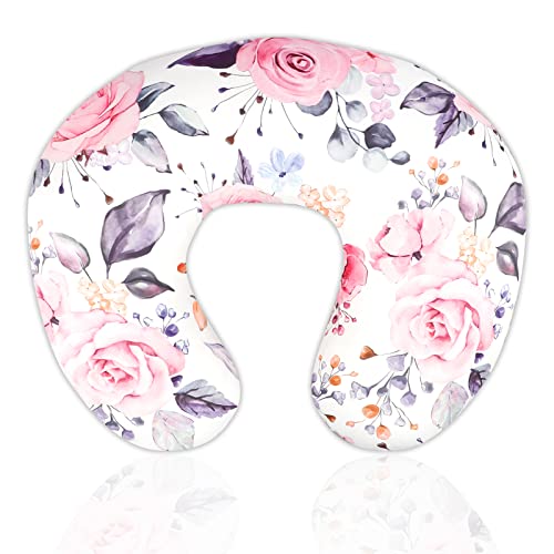 Pea Pod Nursing Pillow Cover for Baby Girl Stretchy Removable Slipcover for Breastfeeding Pillows Ultra Soft Comfortable Nursing Pillowcase Baby Must Have Pink Floral 
