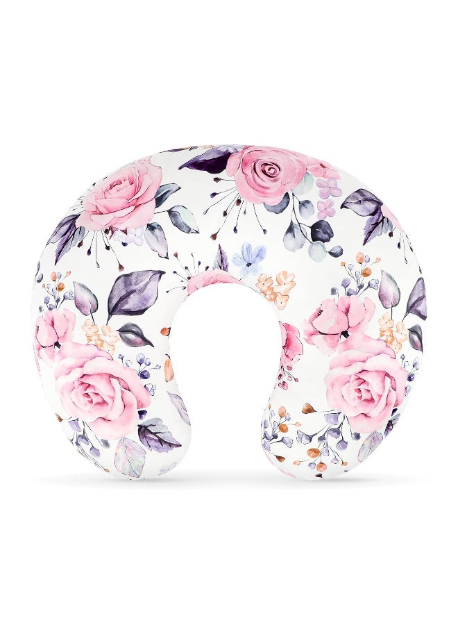 Pea Pod Nursing Pillow Cover for Baby Girl, Stretchy Removable Slipcover for Breastfeeding Pillows, Ultra Soft Comfortable Nursing Pillowcase, Baby Must Have (Pink Floral) - Image 1
