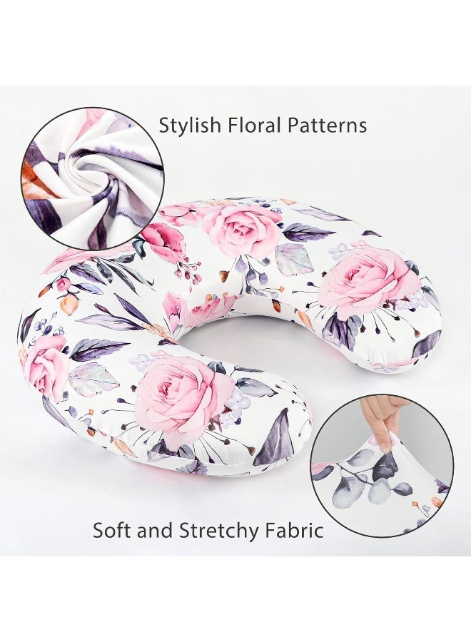 Pea Pod Nursing Pillow Cover for Baby Girl, Stretchy Removable Slipcover for Breastfeeding Pillows, Ultra Soft Comfortable Nursing Pillowcase, Baby Must Have (Pink Floral) - Image 2