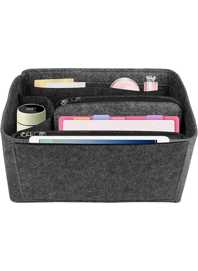 Yoawllty - Handbag Organizers,Women Felt Bag Organizer Insert,Multi-Pocket Bag in Bag for Womens Handbag Travel Tote Hobo Bag Storage Purse Liner Divider for Any Brand Tote (Dark grey) - Image 1