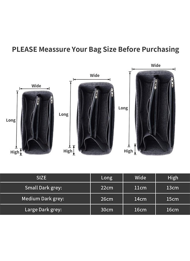Yoawllty - Handbag Organizers,Women Felt Bag Organizer Insert,Multi-Pocket Bag in Bag for Womens Handbag Travel Tote Hobo Bag Storage Purse Liner Divider for Any Brand Tote (Dark grey) - Image 1