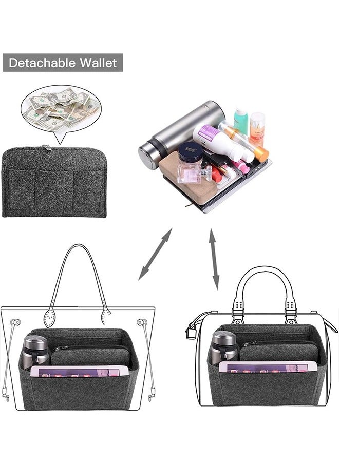 Yoawllty - Handbag Organizers,Women Felt Bag Organizer Insert,Multi-Pocket Bag in Bag for Womens Handbag Travel Tote Hobo Bag Storage Purse Liner Divider for Any Brand Tote (Dark grey) - Image 1