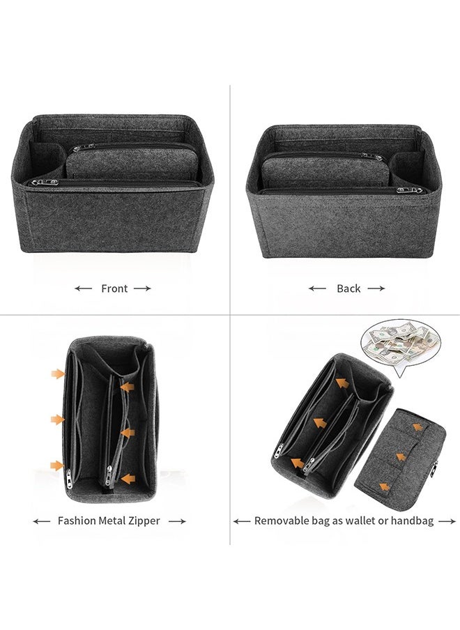 Yoawllty - Handbag Organizers,Women Felt Bag Organizer Insert,Multi-Pocket Bag in Bag for Womens Handbag Travel Tote Hobo Bag Storage Purse Liner Divider for Any Brand Tote (Dark grey) - Image 1