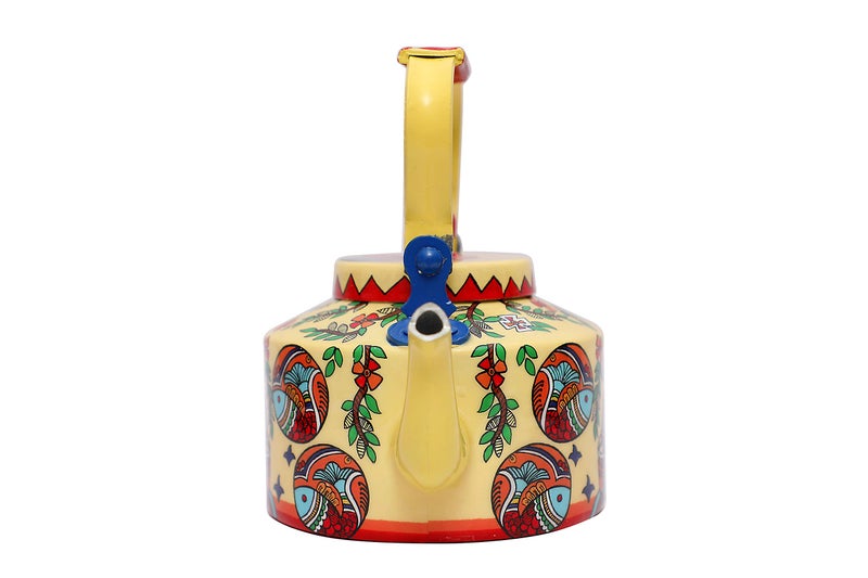 A Krazy Mug كرازي مغ يدوي الصنع ومصمم يدوياً مزخرف تقليدي بلمسة قرية ملونة شاي تشاي ديسي من الألمنيوم (1.25 لتر) - Image 5