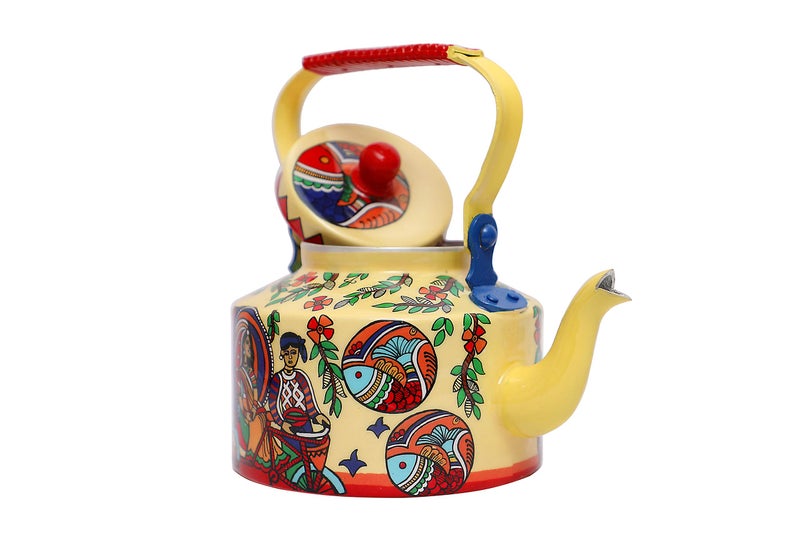 A Krazy Mug كرازي مغ يدوي الصنع ومصمم يدوياً مزخرف تقليدي بلمسة قرية ملونة شاي تشاي ديسي من الألمنيوم (1.25 لتر) - Image 4