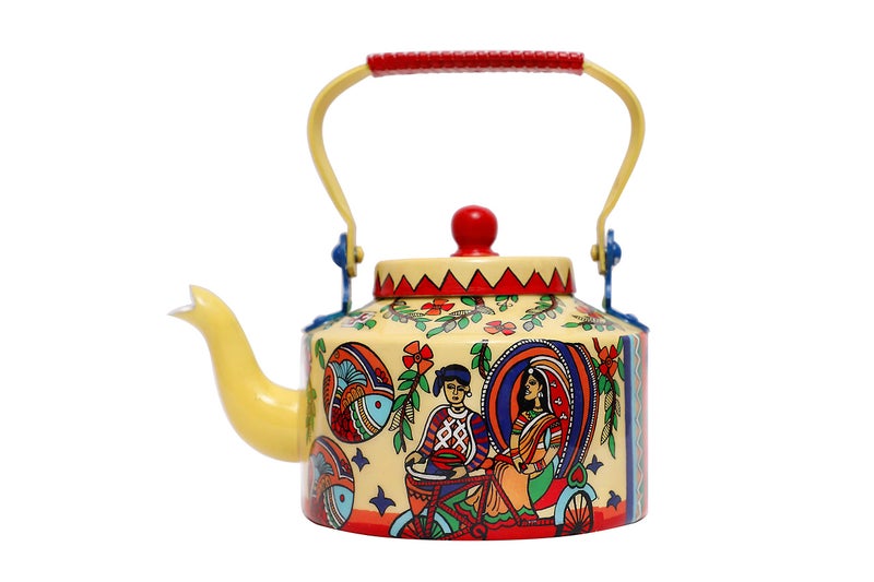 A Krazy Mug كرازي مغ يدوي الصنع ومصمم يدوياً مزخرف تقليدي بلمسة قرية ملونة شاي تشاي ديسي من الألمنيوم (1.25 لتر) - Image 1