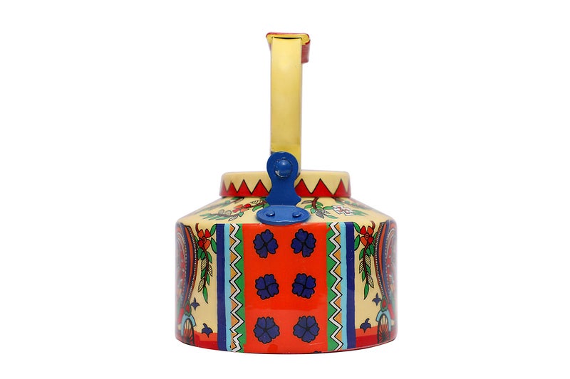 A Krazy Mug كرازي مغ يدوي الصنع ومصمم يدوياً مزخرف تقليدي بلمسة قرية ملونة شاي تشاي ديسي من الألمنيوم (1.25 لتر) - Image 3
