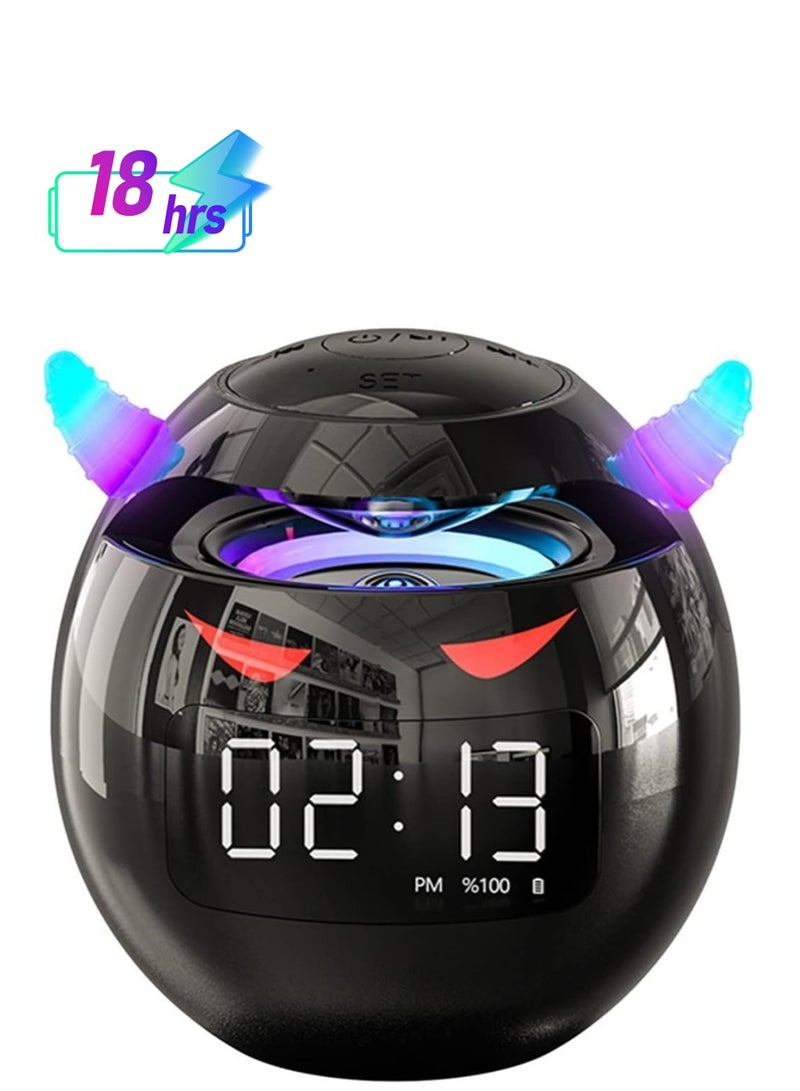 Wireless Bluetooth Speaker with LED Flash Light Portable Outdoor Bedside Kids Room Alarm Clock Subwoofer Music Tf Player with Microphone Hands Free Calling - Image 1