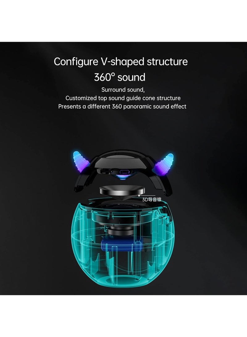 Wireless Bluetooth Speaker with LED Flash Light Portable Outdoor Bedside Kids Room Alarm Clock Subwoofer Music Tf Player with Microphone Hands Free Calling - Image 3