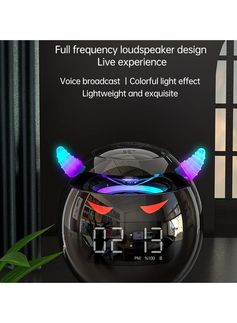 Wireless Bluetooth Speaker with LED Flash Light Portable Outdoor Bedside Kids Room Alarm Clock Subwoofer Music Tf Player with Microphone Hands Free Calling - Image 2