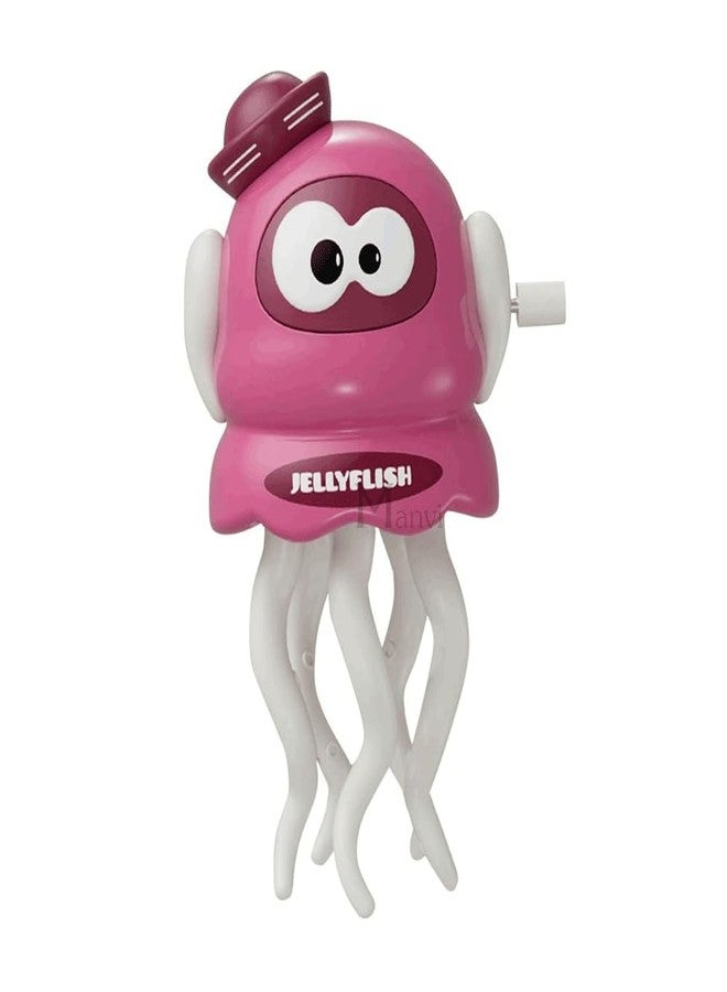 MANVI Octopus Toy for Kids, Wind-up Key Operated Dancing Jellyfish, Interactive Sensory Development for Infants & Kids, Crazy 5-Leg Action Crawling Toy (Pink) - Image 1