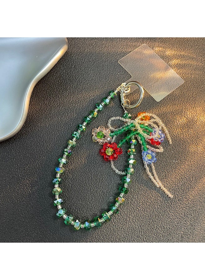 NIBEMINENT Super Cute Beaded Phone Charm – Trendy Phone Chain Wrist Strap, Shining Beads Chain Lanyard for Cell Phone