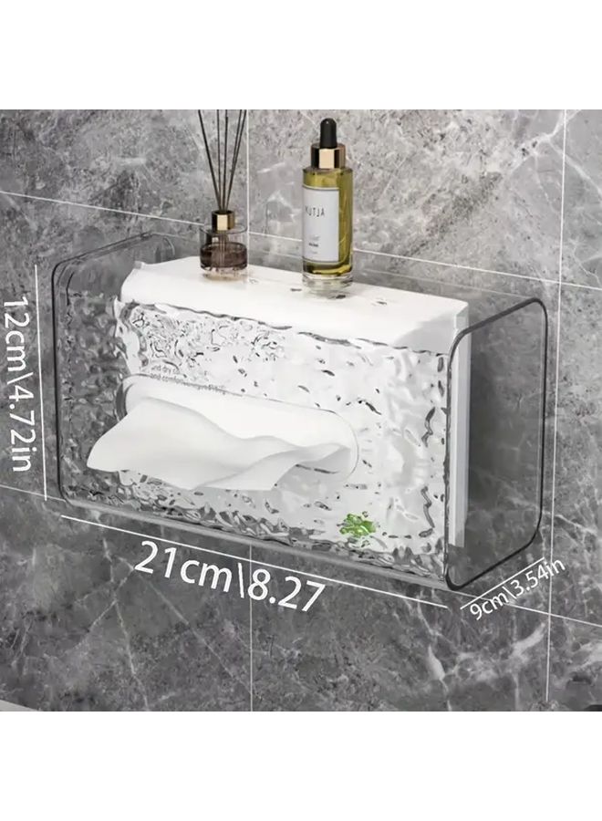 Fragrance Free Transparent White Wall Mounted Tissue Box Holder Plastic Non Drilled - Image 2