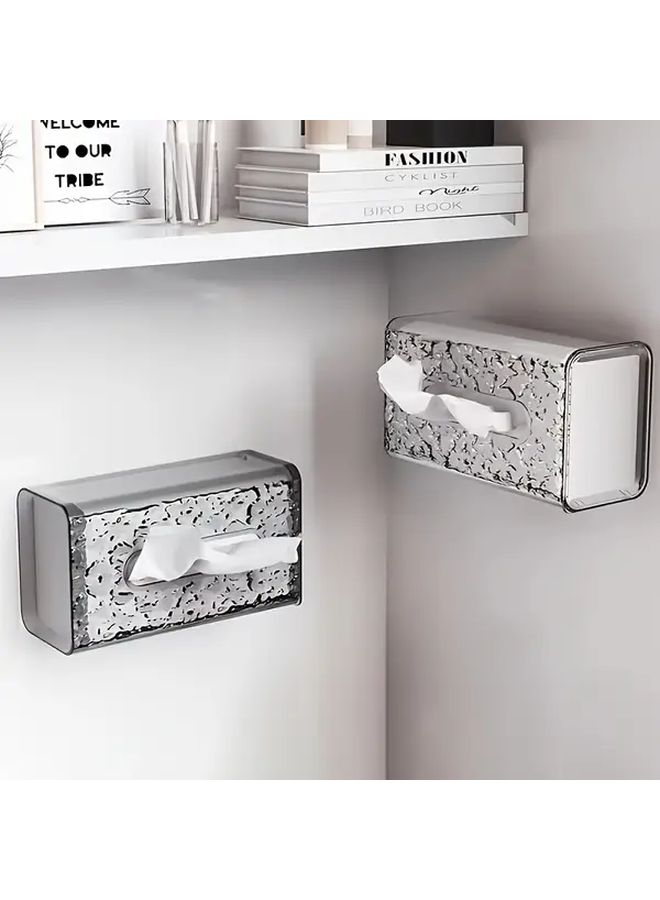 Fragrance Free Transparent White Wall Mounted Tissue Box Holder Plastic Non Drilled - Image 3