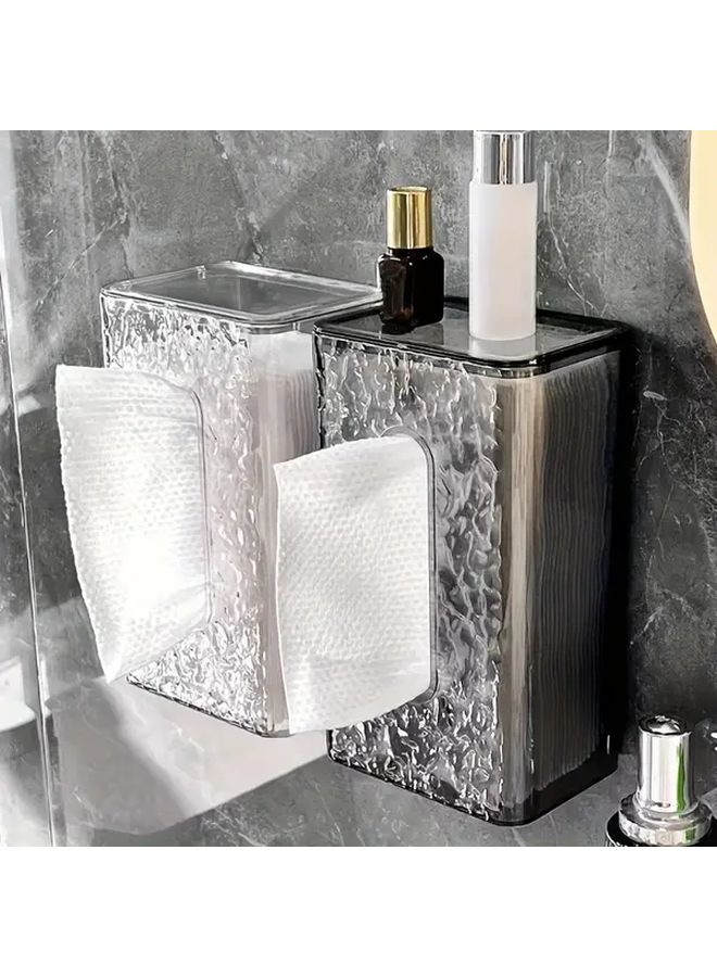 Fragrance Free Transparent White Wall Mounted Tissue Box Holder Plastic Non Drilled - Image 4