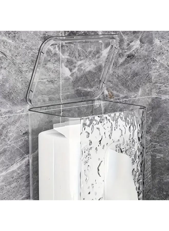Fragrance Free Transparent White Wall Mounted Tissue Box Holder Plastic Non Drilled - Image 5